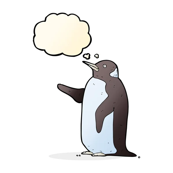 Rajzfilm pingvin gondolat buborék — Stock Vector