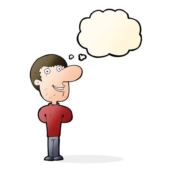 Cartoon happy man with thought bubble — Stock Vector