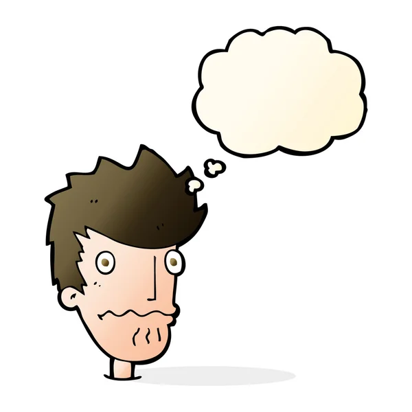 Cartoon nervous man with thought bubble — Stock Vector