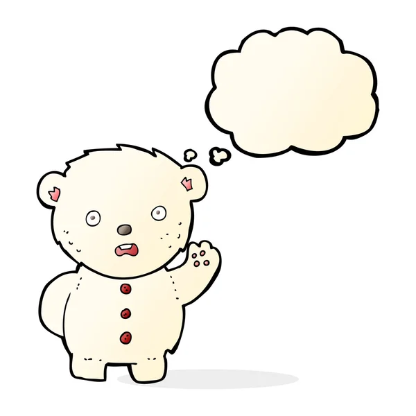 Cartoon unglücklicher Eisbär mit Gedankenblase — Stockvektor