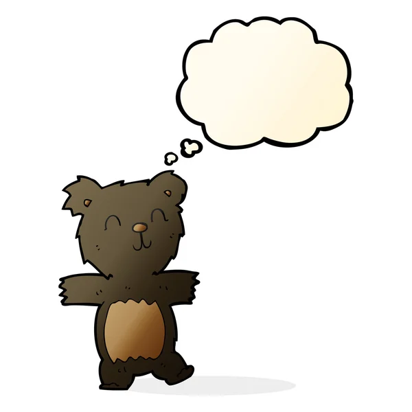 Kreskówka ładny czarny niedźwiadek z myśli bańka — Wektor stockowy