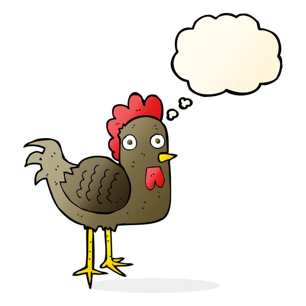 Tecknad kyckling med tanke bubbla — Stock vektor
