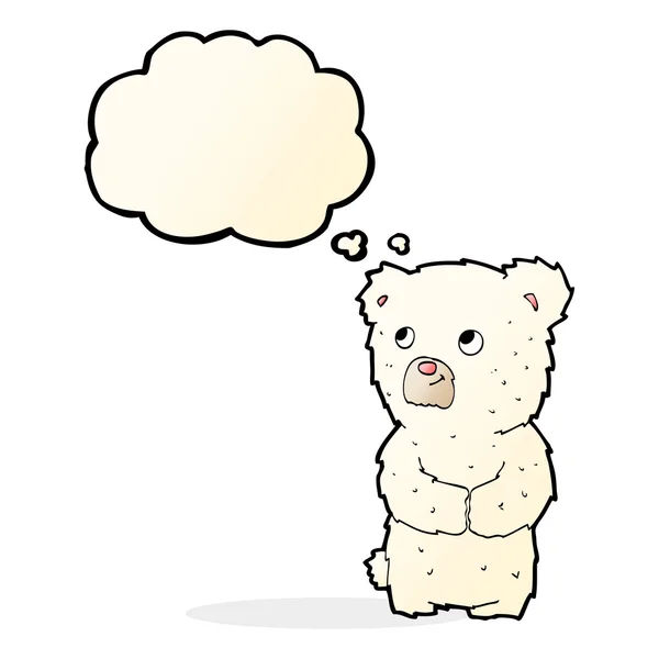 Cartoon polar bear cub with thought bubble — Stock Vector