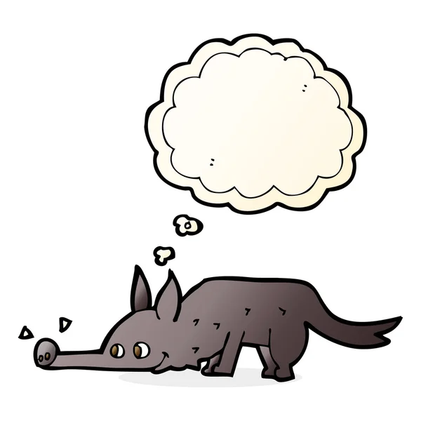 Dibujos animados perro olfateando piso con burbuja de pensamiento — Vector de stock