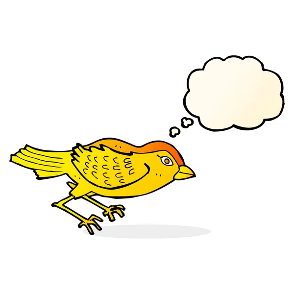 Καρτούν πουλί κήπο με φούσκα σκέψης — Διανυσματικό Αρχείο