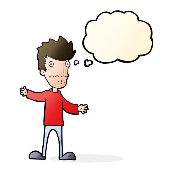 Karikatur nervöser Mann mit Gedankenblase — Stockvektor