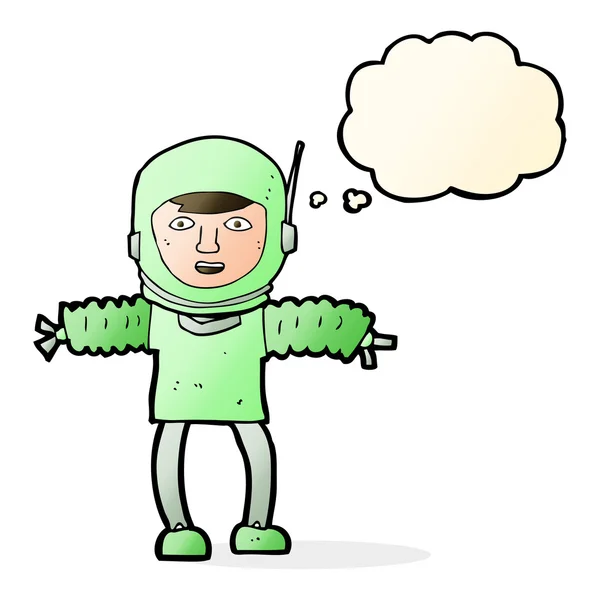 Astronaute dessin animé avec bulle de pensée — Image vectorielle