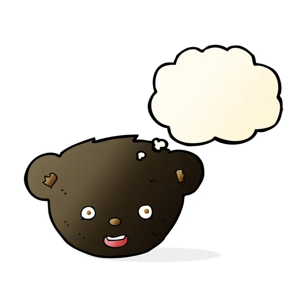 Cartoon black bear face with thought bubble — Stock Vector