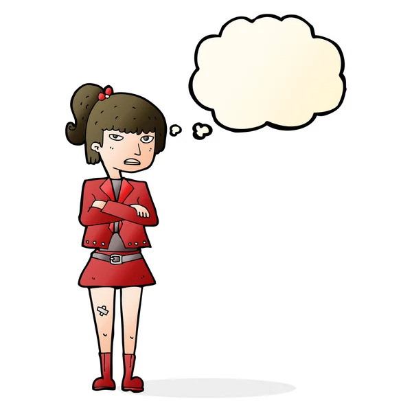 Cartoon cool girl with thought bubble — Stock Vector