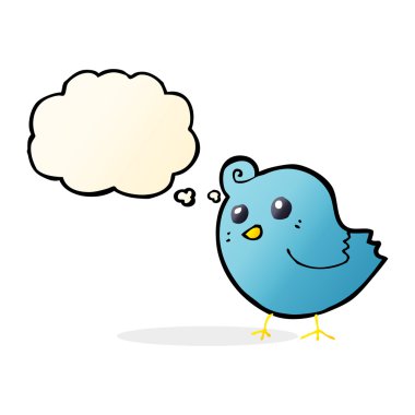 Düşünce baloncuklu çizgi film kuşu