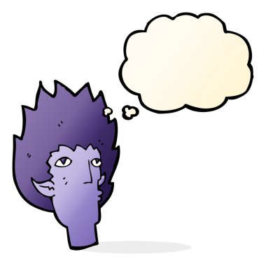 çizgi film vampir yüz düşünce balonu ile