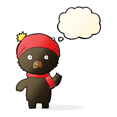 siyah ayı düşünce balonu ile sallayarak çizgi film