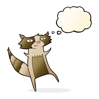 Düşünce baloncuklu çizgi film rakunu