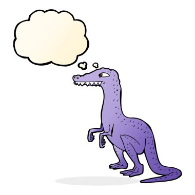 Düşünce baloncuklu karikatür dinozor