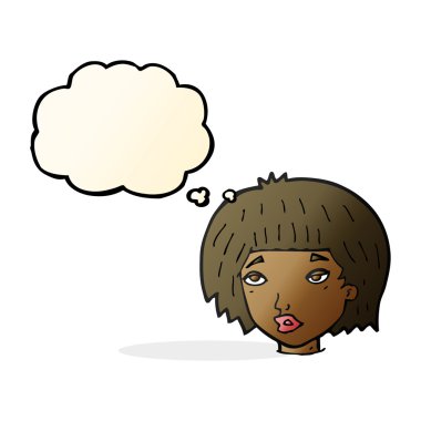 Düşünce baloncuğu olan sıkıcı bir kadın.