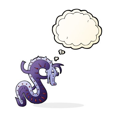 Düşünce balonlu Sakson ejderha çizgi filmi