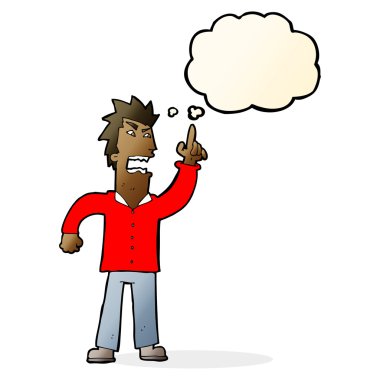 çizgi film kızgın adam düşünce baloncuğuyla nokta koyuyor