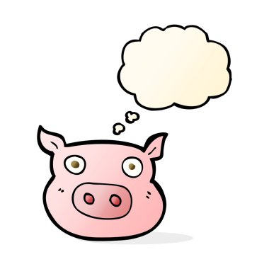 Düşünce baloncuklu domuz suratlı çizgi film