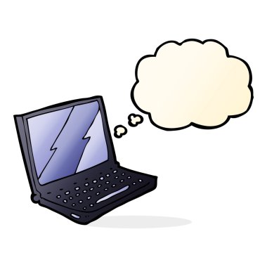 Düşünce baloncuklu dizüstü bilgisayar