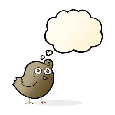 Düşünce baloncuklu komik çizgi film kuşu