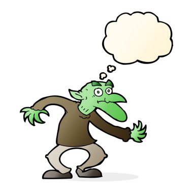 Düşünce baloncuklu çizgi film cini