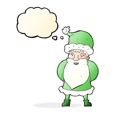 Düşünce baloncuklu çizgi film Noel Baba