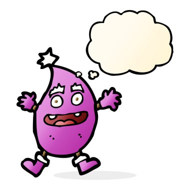 karikatür komik yaratık düşünce balonu ile