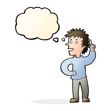 çizgi film çocuk fikir düşünce balonu ile