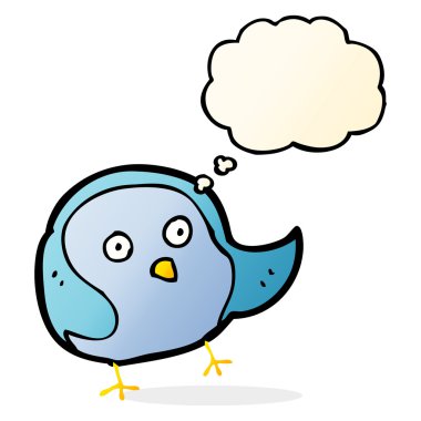 Düşünce baloncuklu çizgi film kuşu