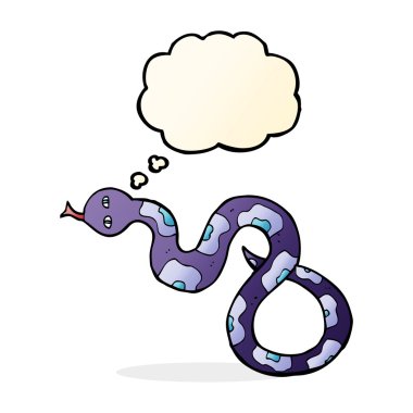 Düşünce baloncuklu çizgi film yılanı