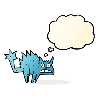 çizgi film korkmuş kedi düşünce baloncuğu ile