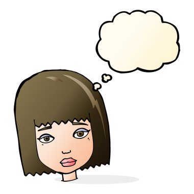 çizgi film kadın yüzü ile düşünce balonu