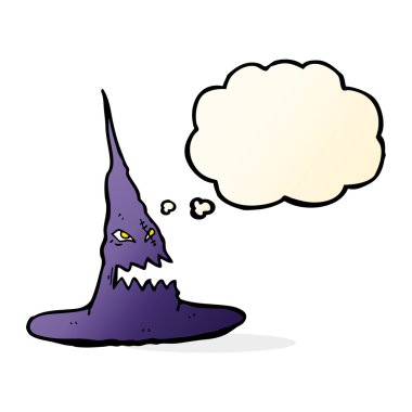 Düşünce baloncuklu tuhaf cadı şapkası.