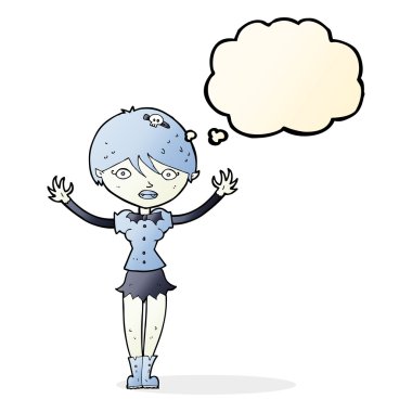 Düşünce baloncuğu olan vampir kız.