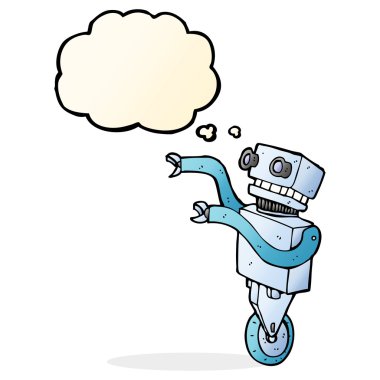 Düşünce baloncuklu komik robot.