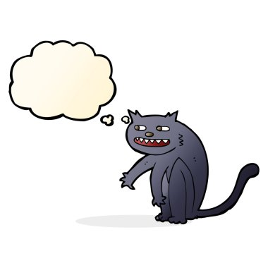 düşünce balonu ile karikatür siyah kedi