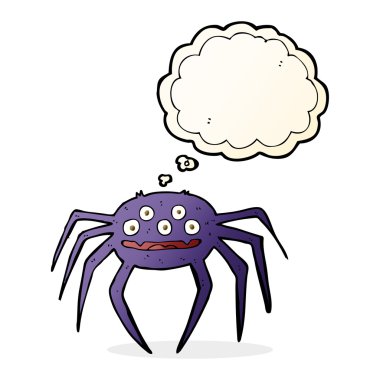 Düşünce balonlu cadılar bayramı örümceği çizgi filmi