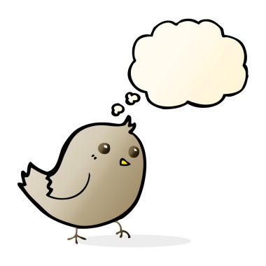 Düşünce baloncuklu çizgi film kuşu