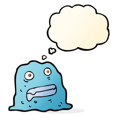 Düşünce baloncuklu çizgi film yaratığı