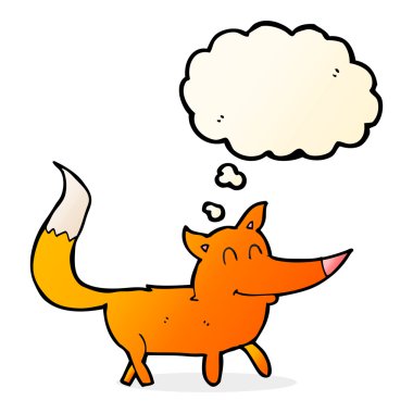 Düşünce baloncuğu olan küçük tilki