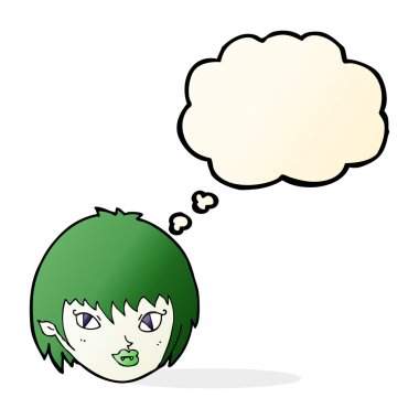 Düşünce baloncuklu vampir kız suratı