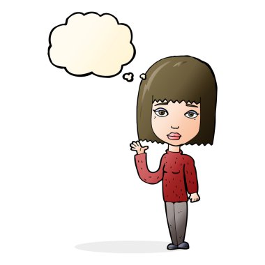 düşünce balonu ile sallayarak çizgi film kadın