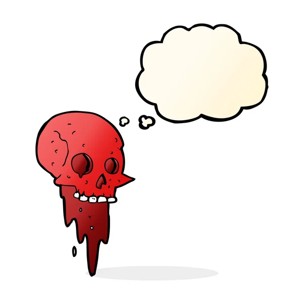 Totenkopf-Karikatur zu Halloween mit Gedankenblase — Stockvektor
