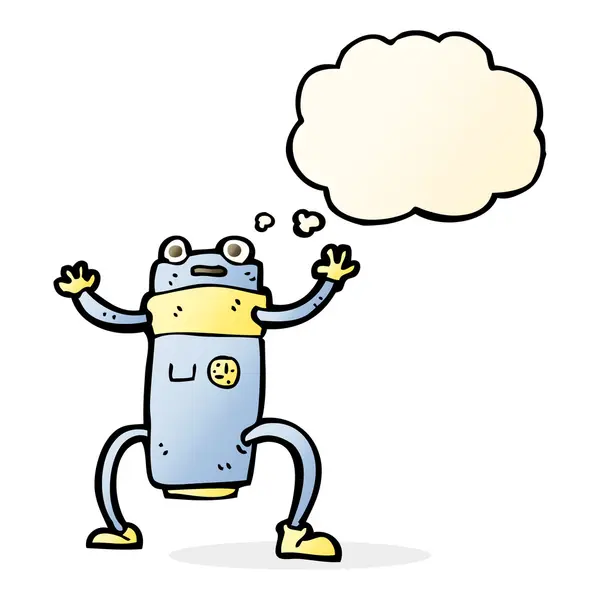 Cartoon robot with thought bubble — Stock Vector