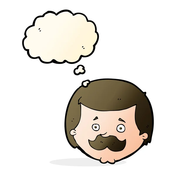 Cartoon man with mustache with thought bubble — Stock Vector