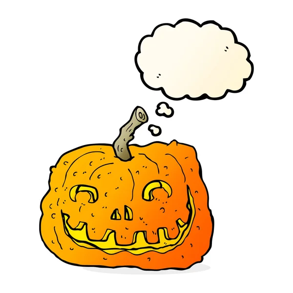 Calabaza de dibujos animados con burbuja de pensamiento — Vector de stock