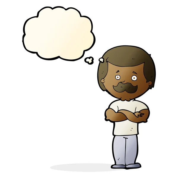 Καρτούν ανδροπρεπής άνθρωπος μουστάκι με φούσκα σκέψης — Διανυσματικό Αρχείο