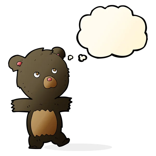 Мультфильм милый черный медведь с мыслей пузырь — стоковый вектор
