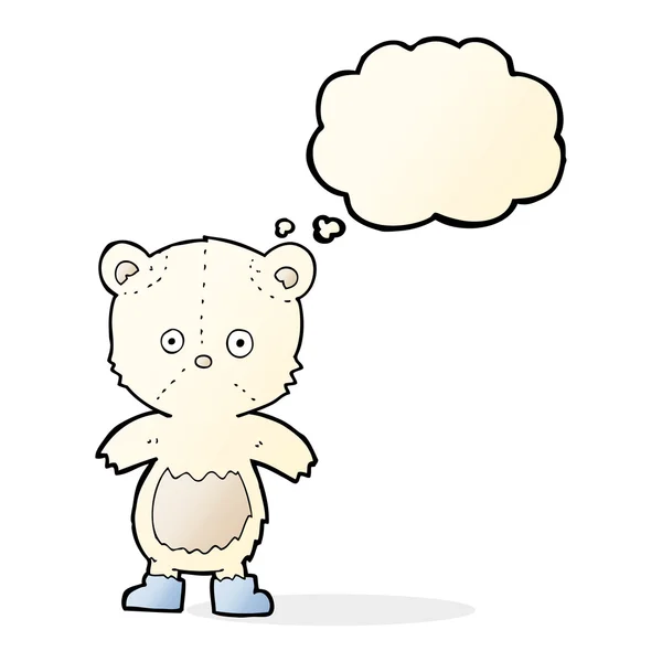 Filhote de urso polar desenhos animados com bolha de pensamento —  Vetores de Stock