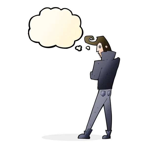 Cartoon cool guy with thought bubble — Stock Vector